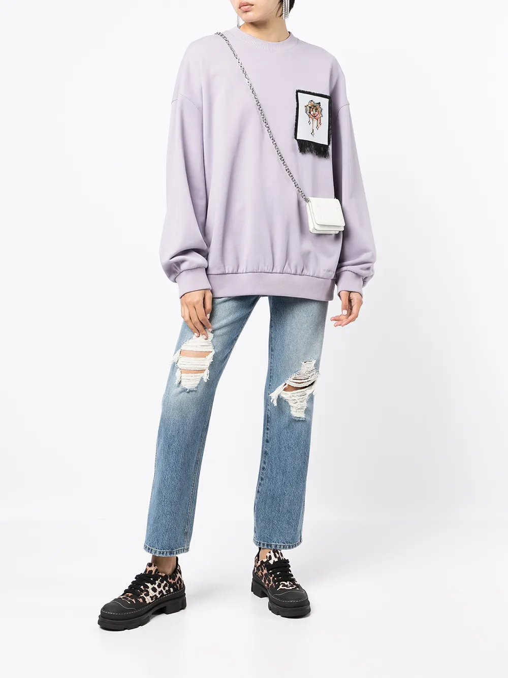  Ports V Sweatshirt Mit Grafischem Print   Violett 