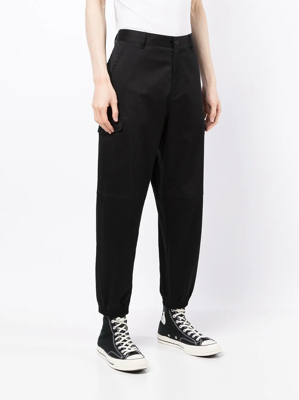 Ports V Cropped Cargo Trousers In Black