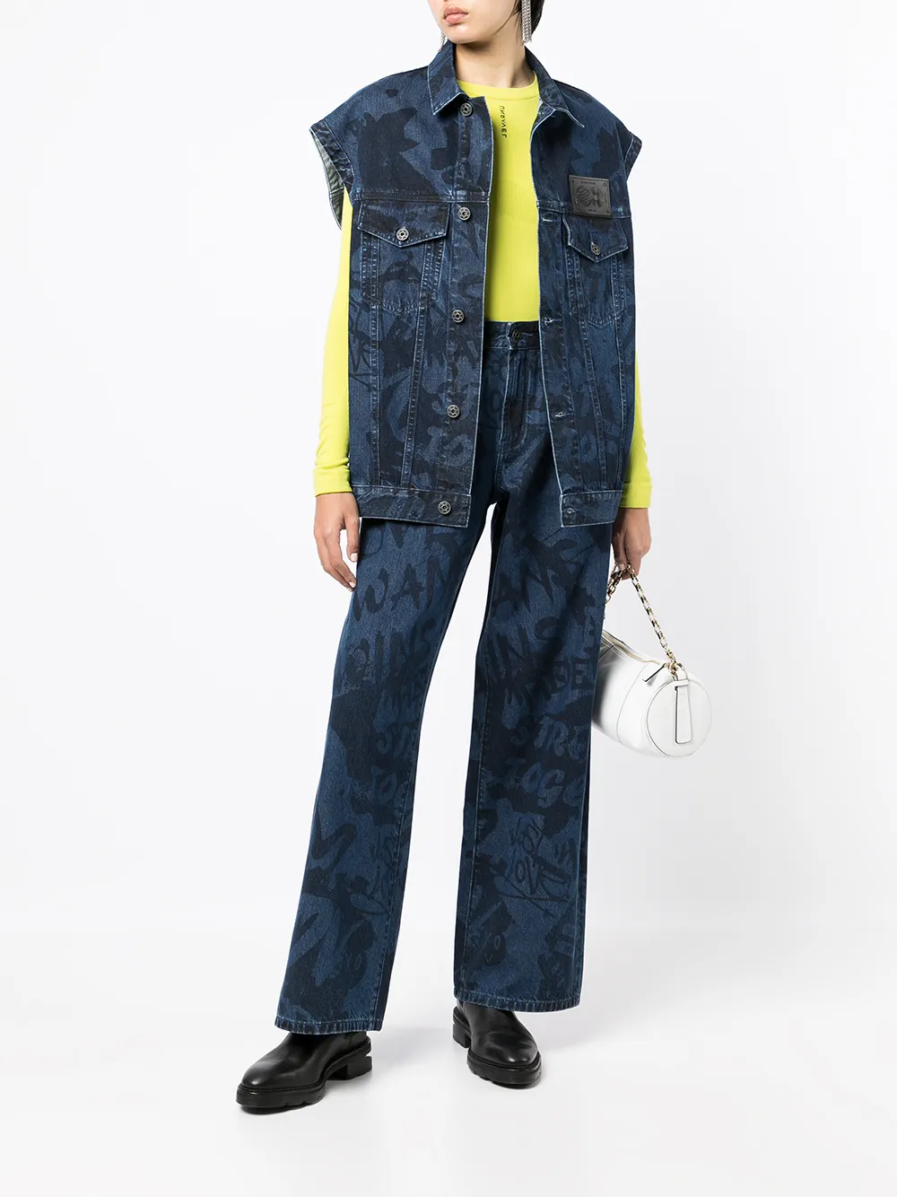 Ports V Jeans met print - Blauw