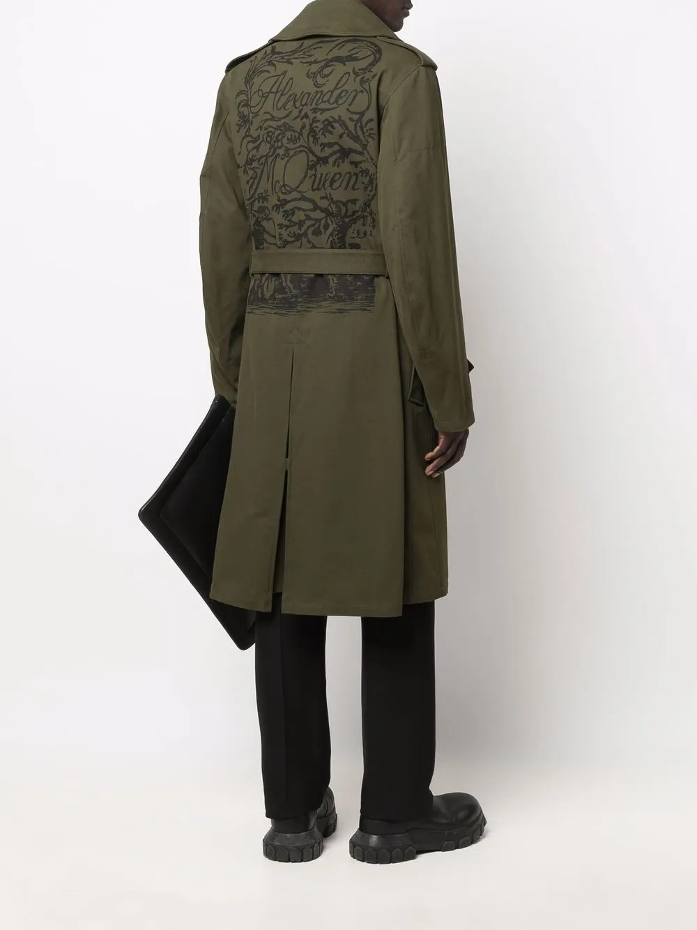 Alexander McQueen Trenchcoat met print - Groen