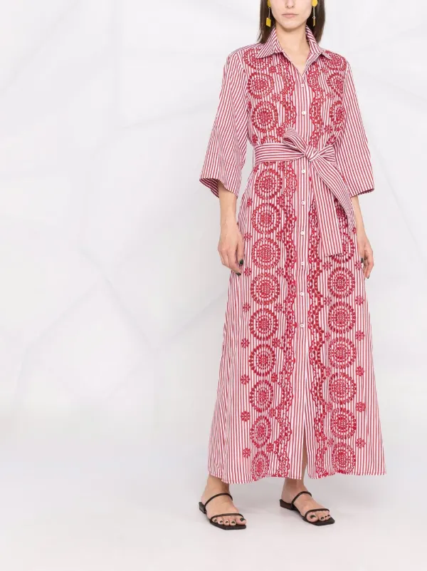 striped embroidered dress