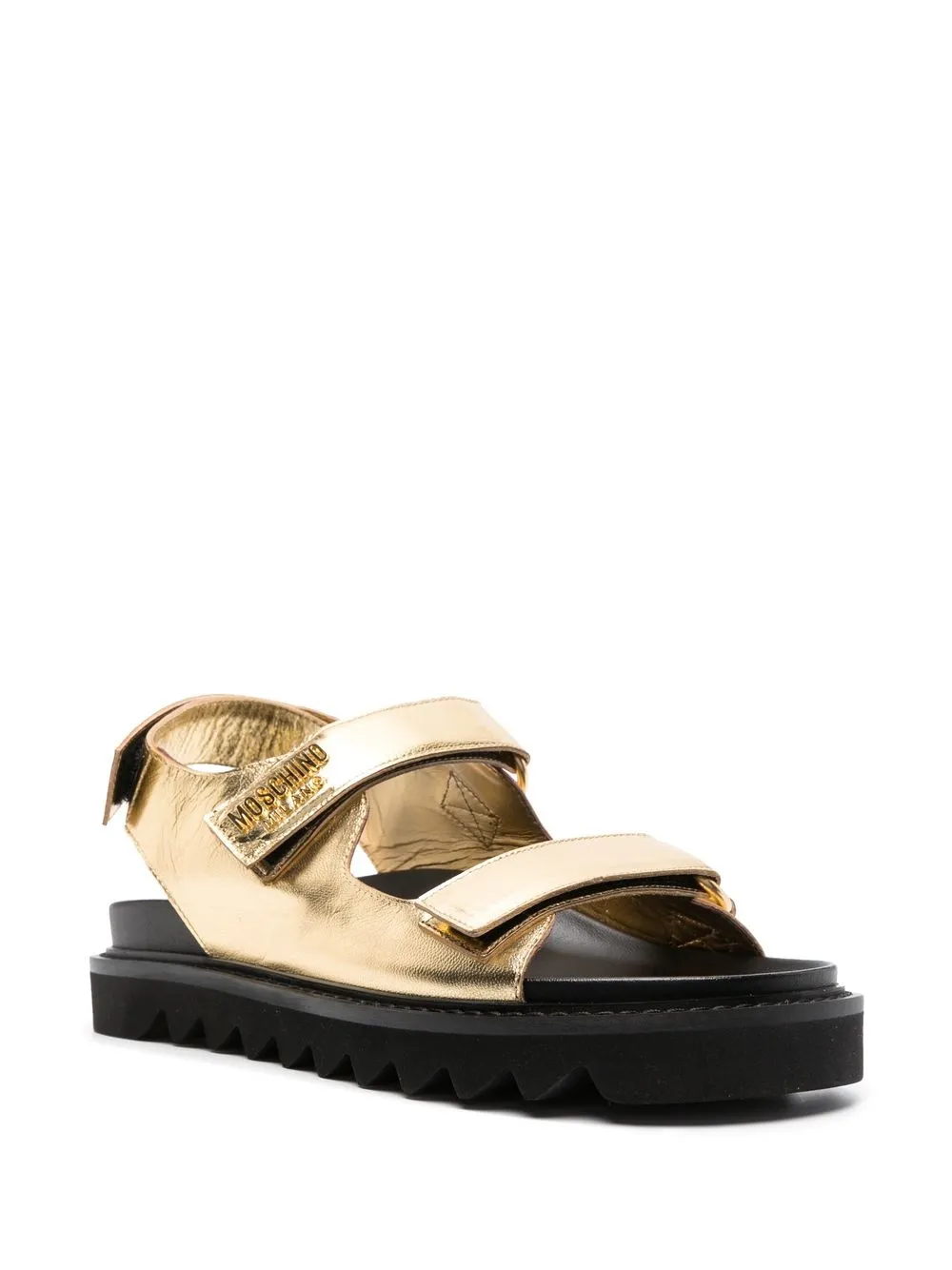 

Moschino logo-plaque touch-strap sandals - Gold