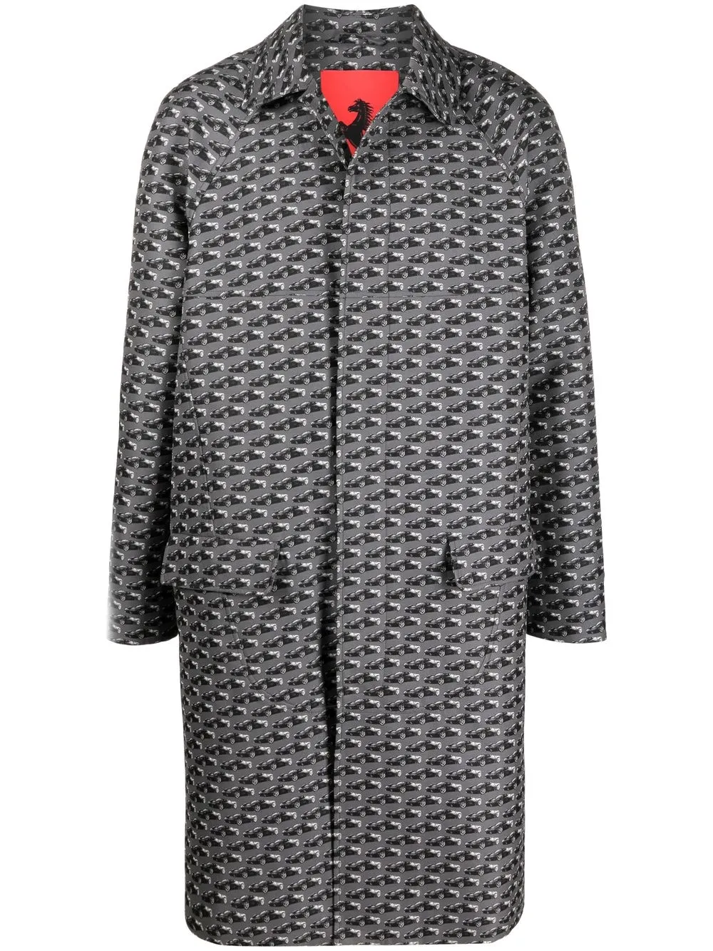 

Ferrari graphic-print single-breasted coat - Grey