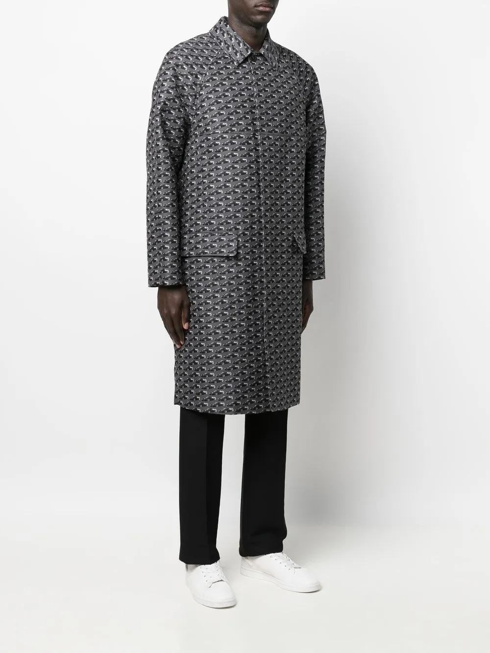 Shop Ferrari Graphic-print Single-breasted Coat In Grau