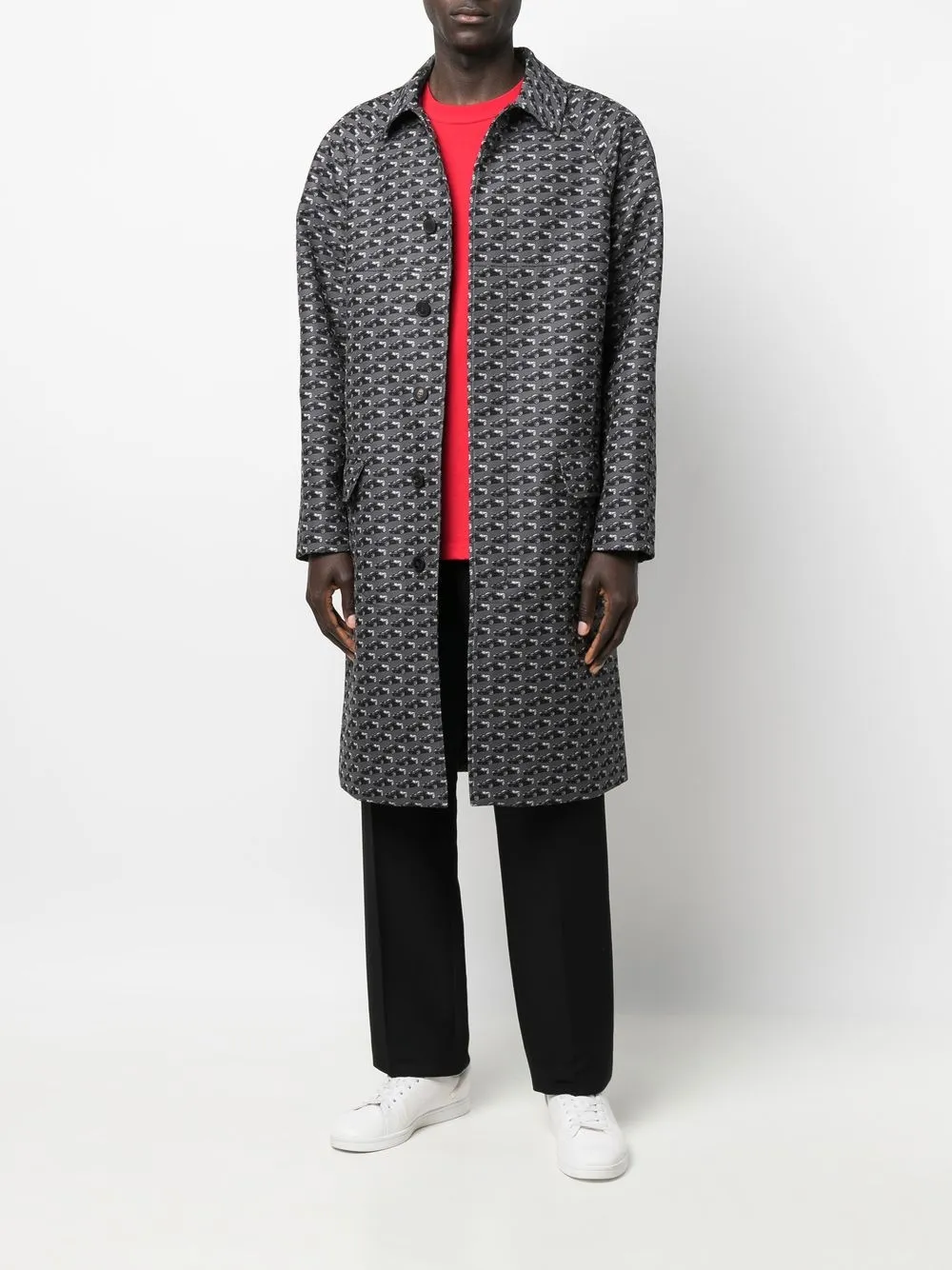 Ferrari Graphic-print Single-breasted Coat In Grau