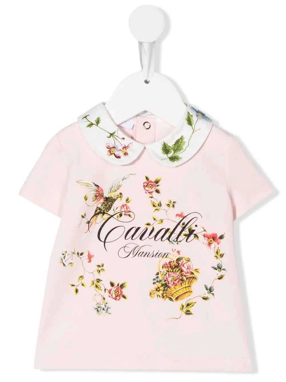 

Roberto Cavalli Junior playera con logo y estampado floral - Rosado