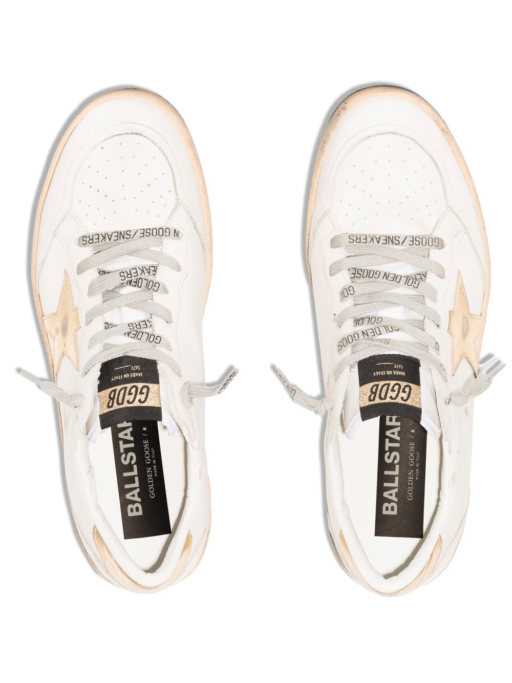 Shop Golden Goose Ball Star Lace-up Sneakers In White