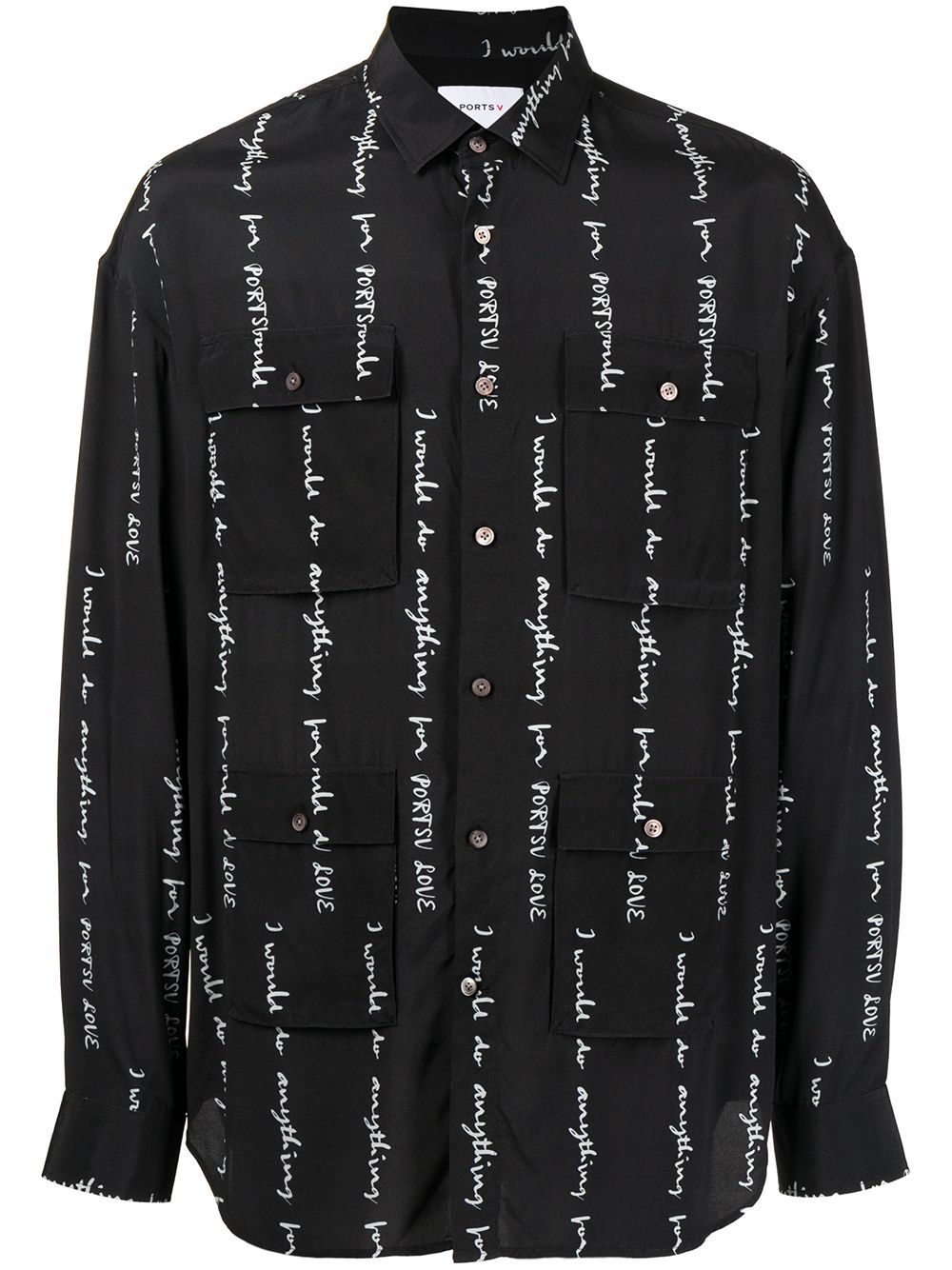 graphic-print multi-pocket shirt