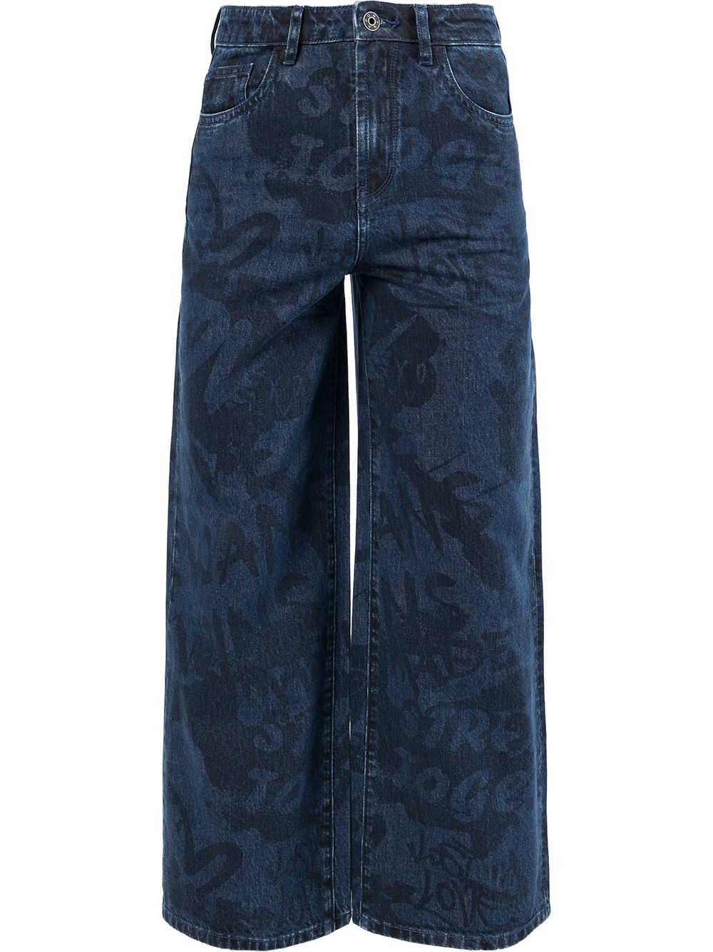 all-over graffiti print jeans