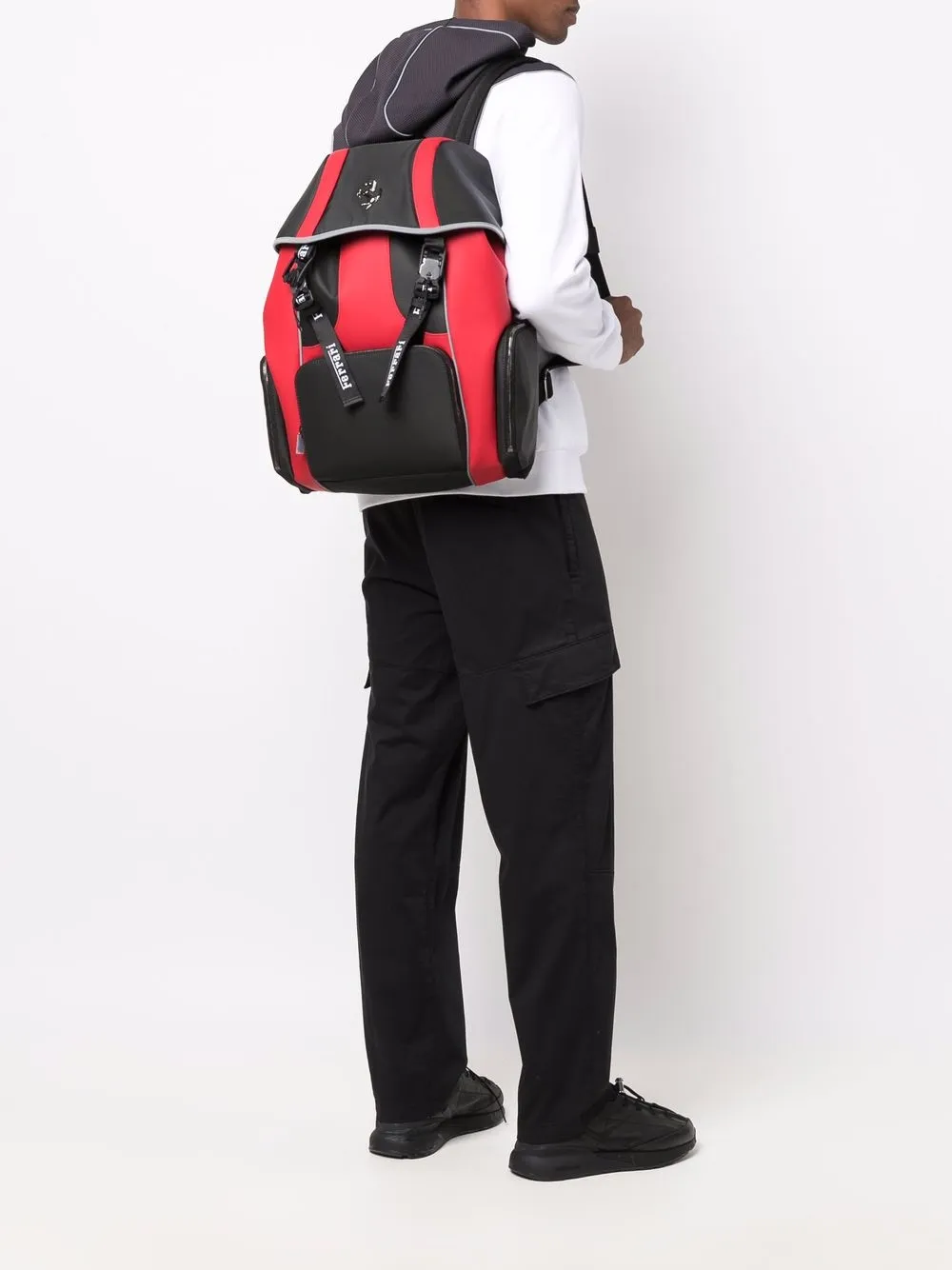 Ferrari Rugzak met colourblocking - Rood