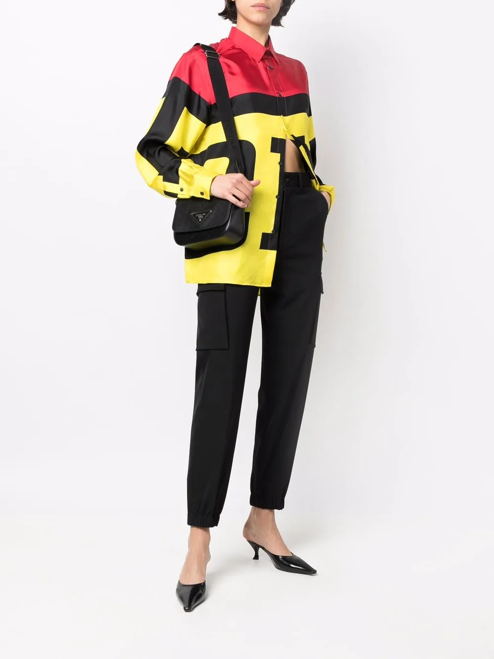 фото Ferrari рубашка в стиле колор-блок с логотипом