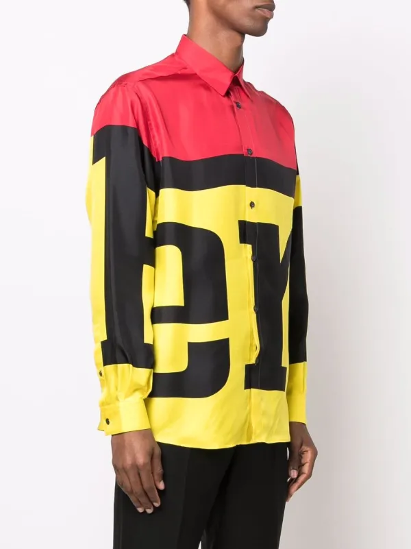 Ferrari Logo colour block Silk Shirt Red FARFETCH AE