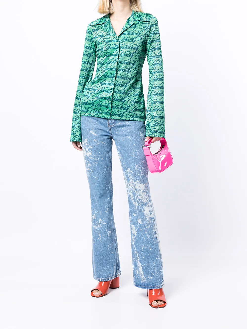 Natasha Zinko Blouse met tekst - Groen