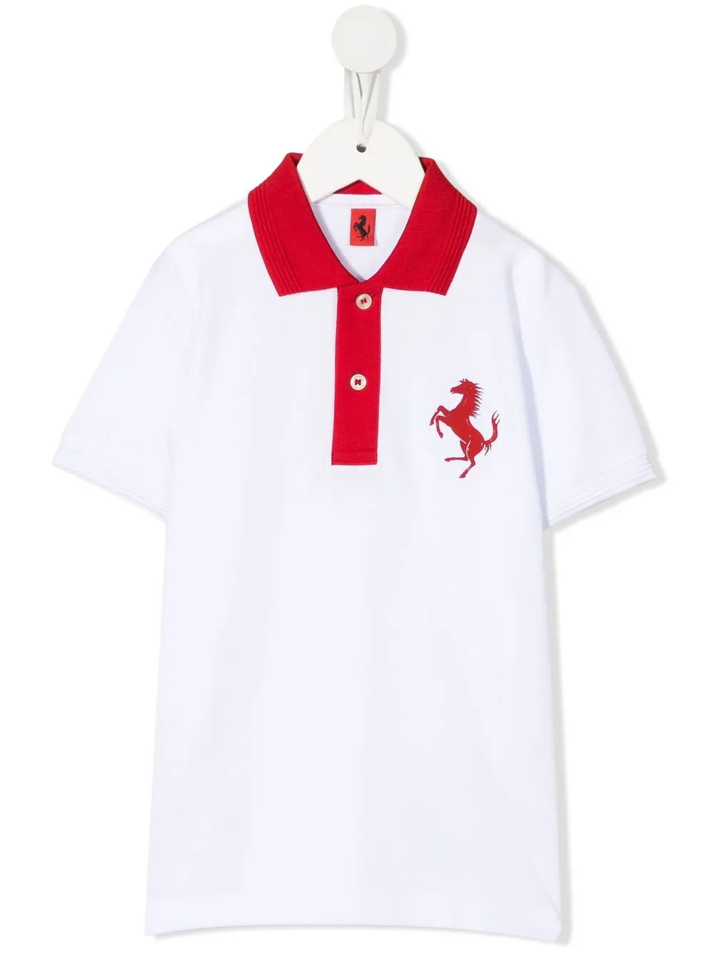 

Ferrari Kids playera tipo polo con logo en relieve - Blanco