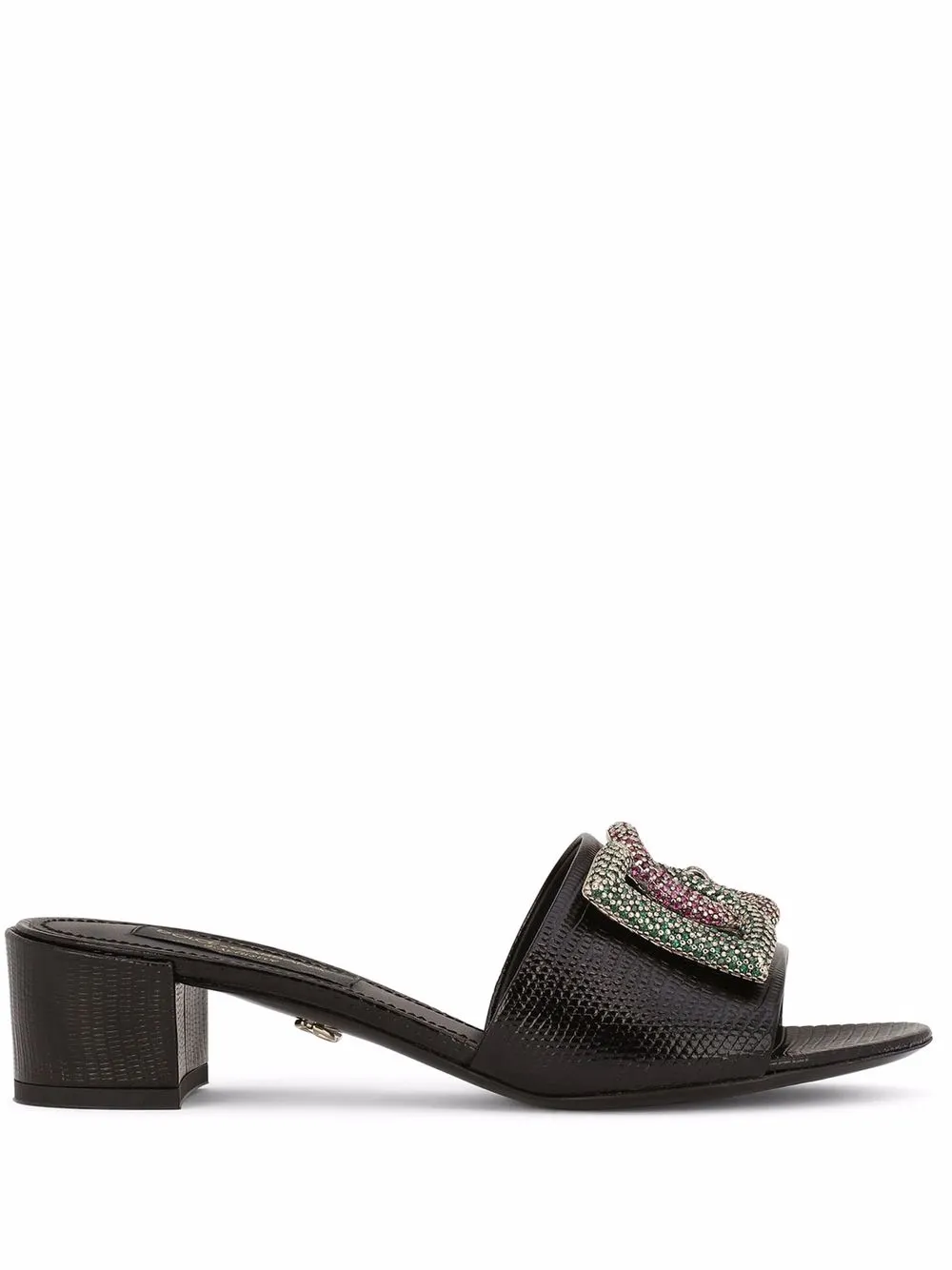 

Dolce & Gabbana sandalias con logo y detalles de cristal - Negro