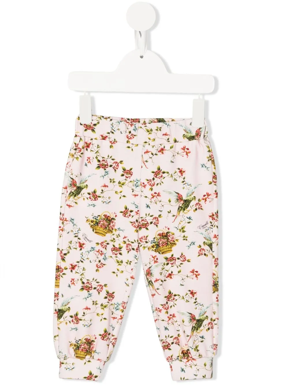 Roberto Cavalli Junior Babies' Floral And Bird Print Leggings In Pink