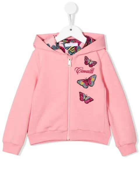 Roberto Cavalli Junior butterfly appliqué  zip-up hoodie