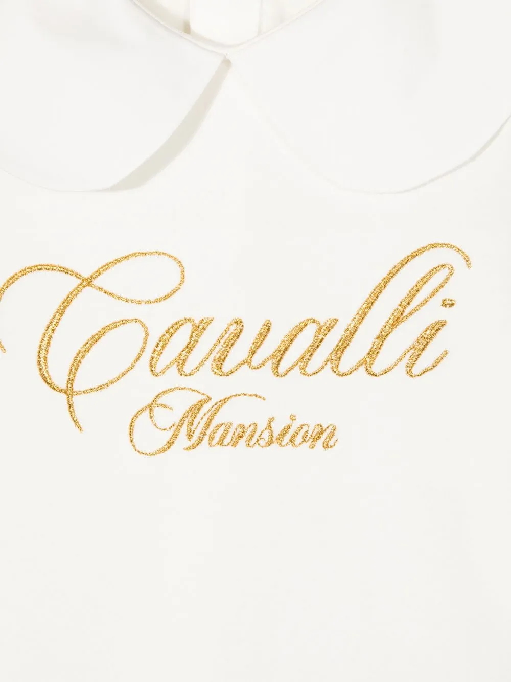Embroidered-Logo Peter Pan-Collar T-Shirt