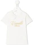 Roberto Cavalli Junior embroidered-logo Peter Pan-collar T-shirt - White