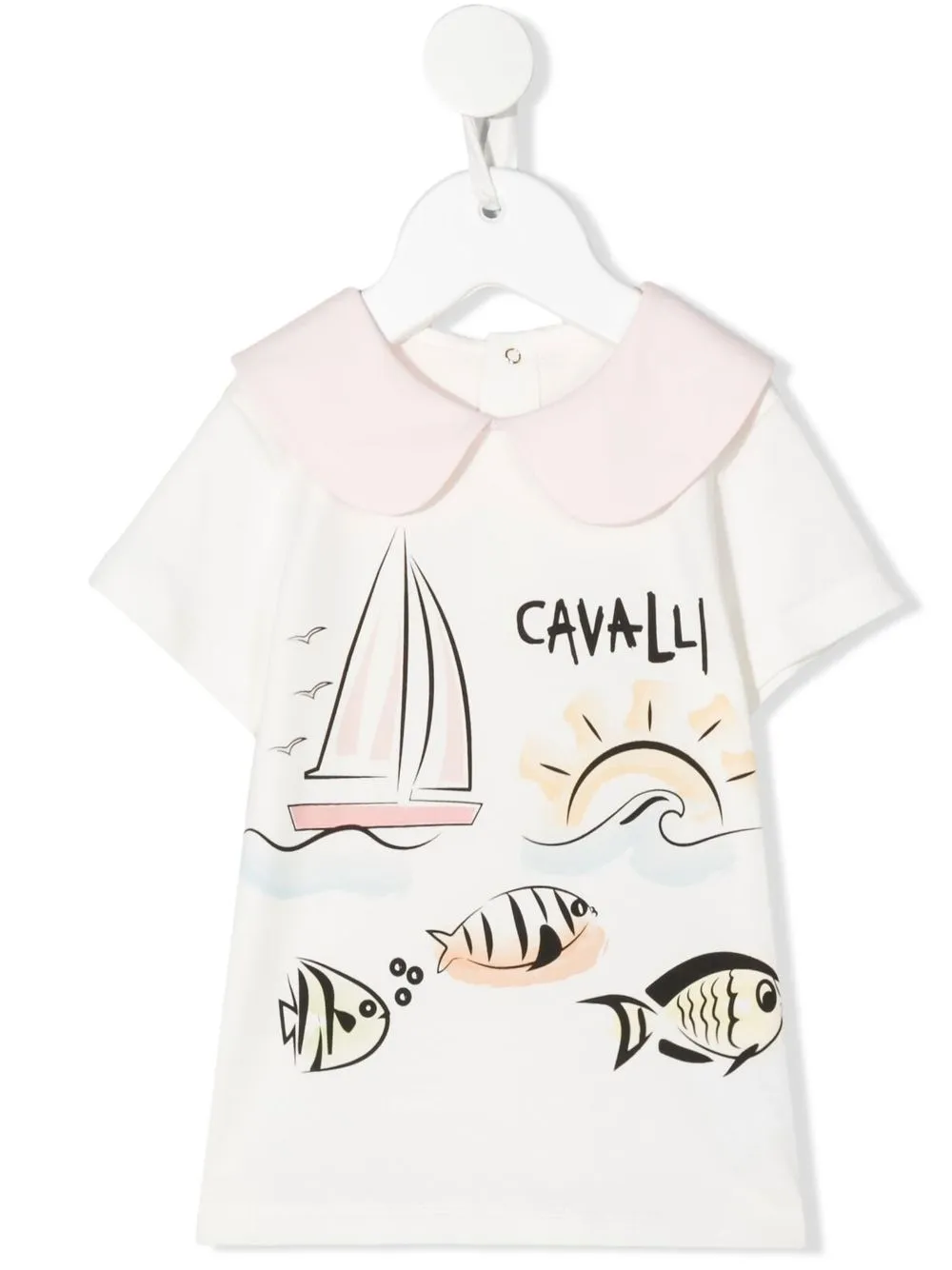 

Roberto Cavalli Junior playera con cuello Peter Pan - Blanco