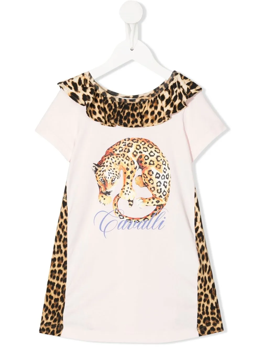 

Roberto Cavalli Junior vestido estilo playera con estampado de leopardo - Rosado