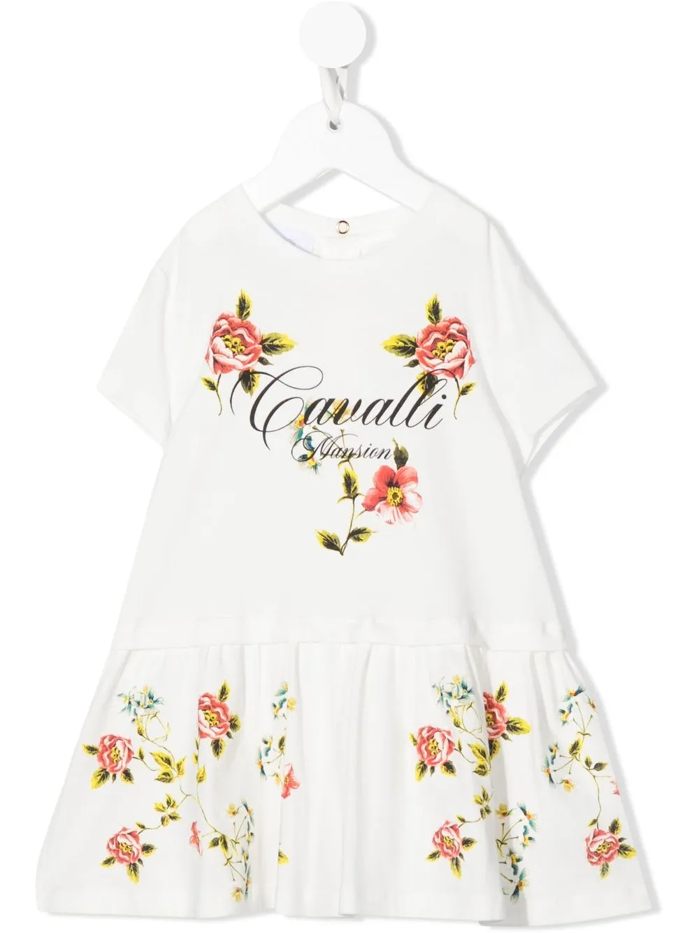 

Roberto Cavalli Junior floral logo-print T-shirt dress - White