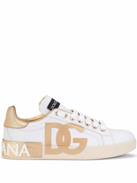 Dolce & Gabbana Portofino logo-print leather sneakers Women