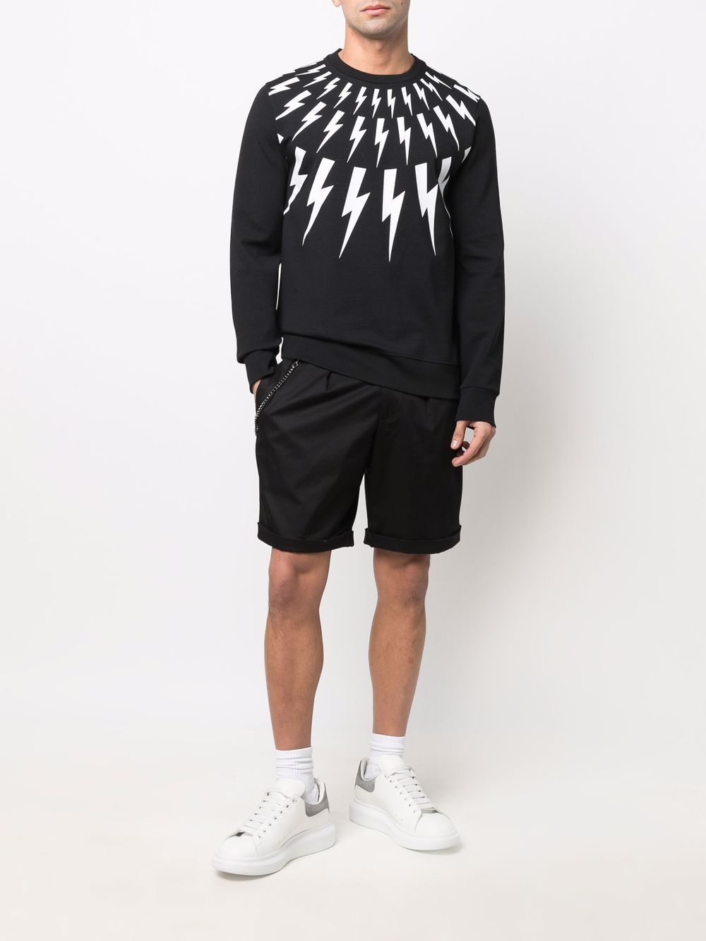 Neil Barrett Sweater met bliksemflitsprint - Zwart