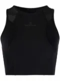 Moncler logo print panelled cropped top - Black