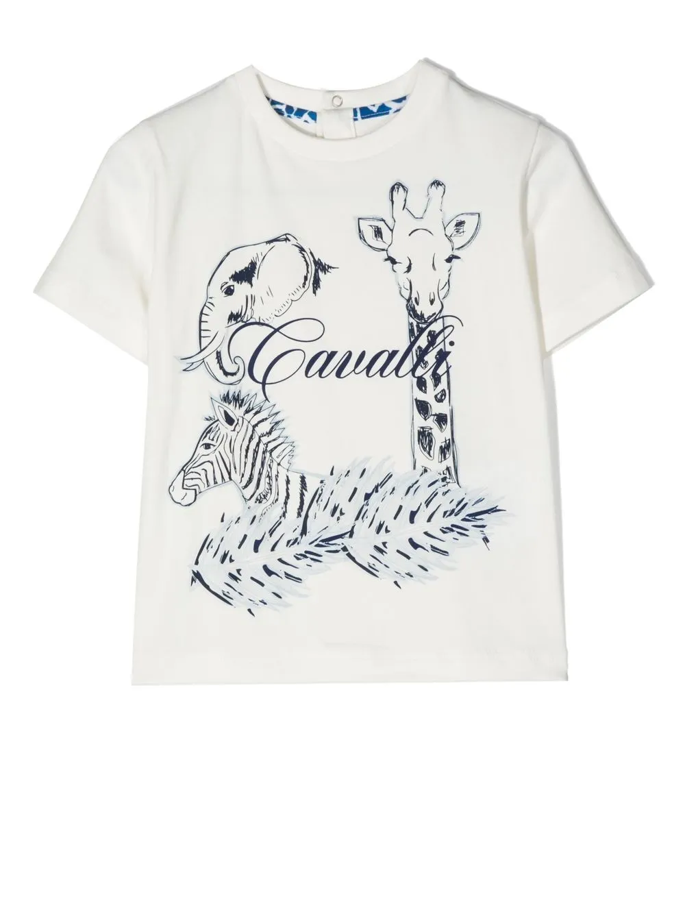 

Roberto Cavalli Junior playera con animal print - Blanco