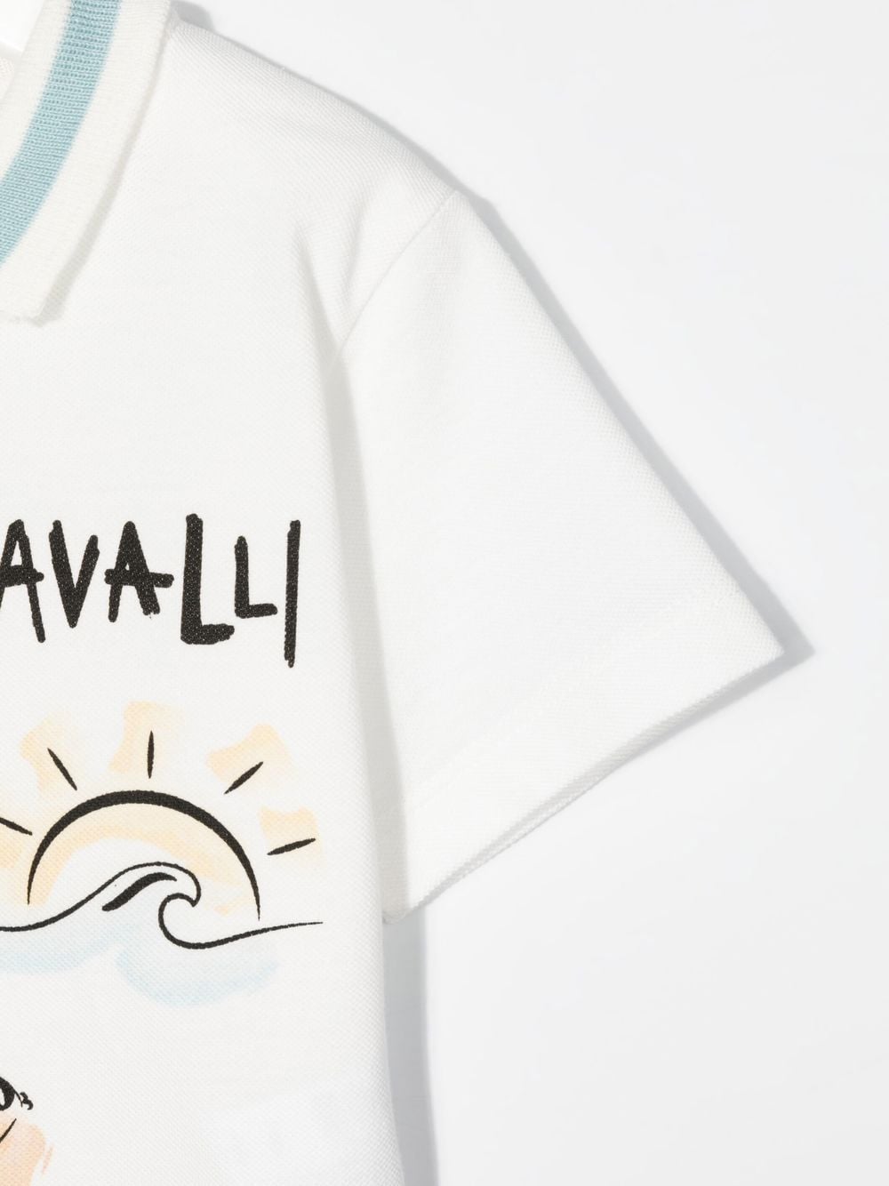 Shop Roberto Cavalli Junior Graphic-print Polo Shirt In White