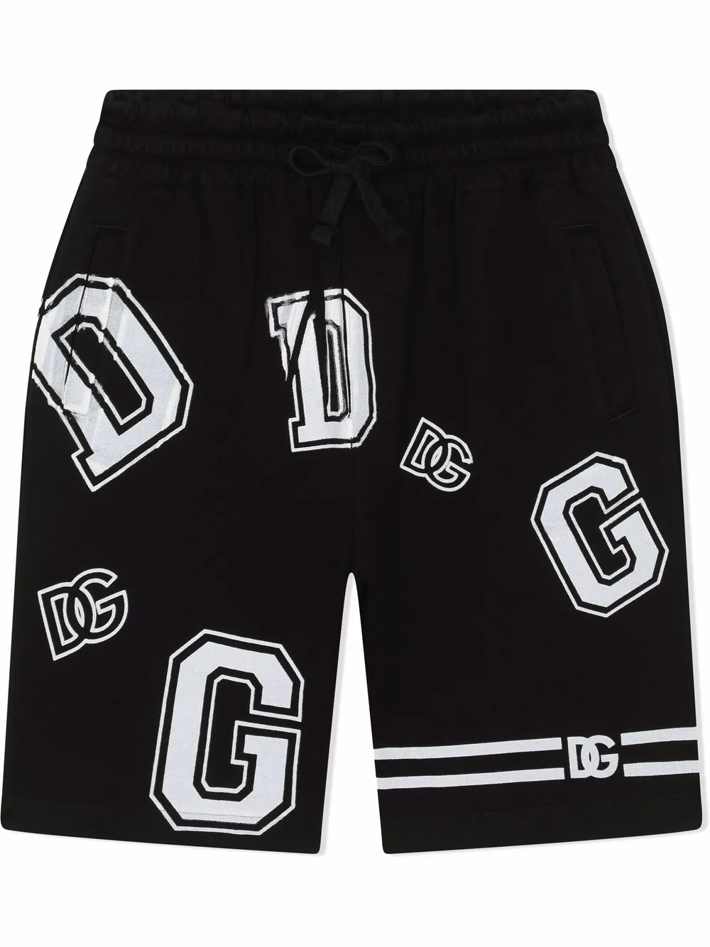 

Dolce & Gabbana Kids logo lettering-print track shorts - Black