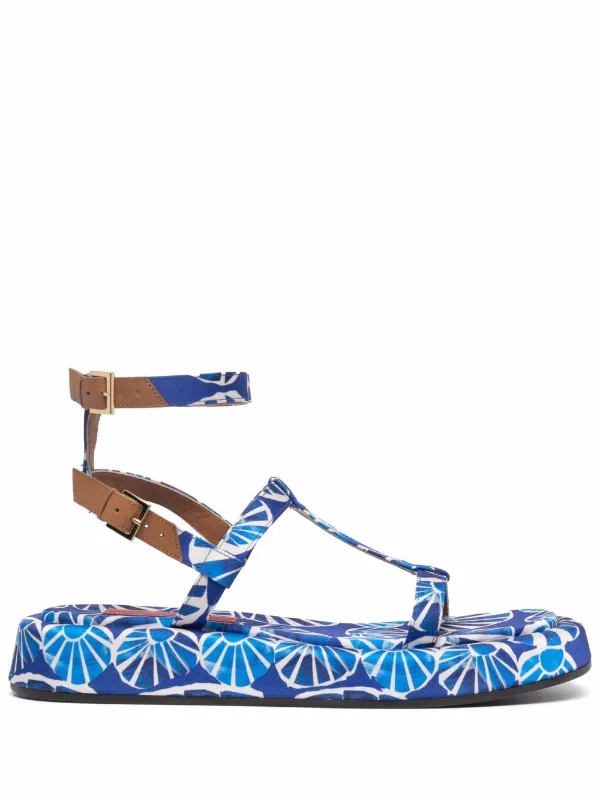 La DoubleJ Jazzy Seashell-print Sandals in Blue