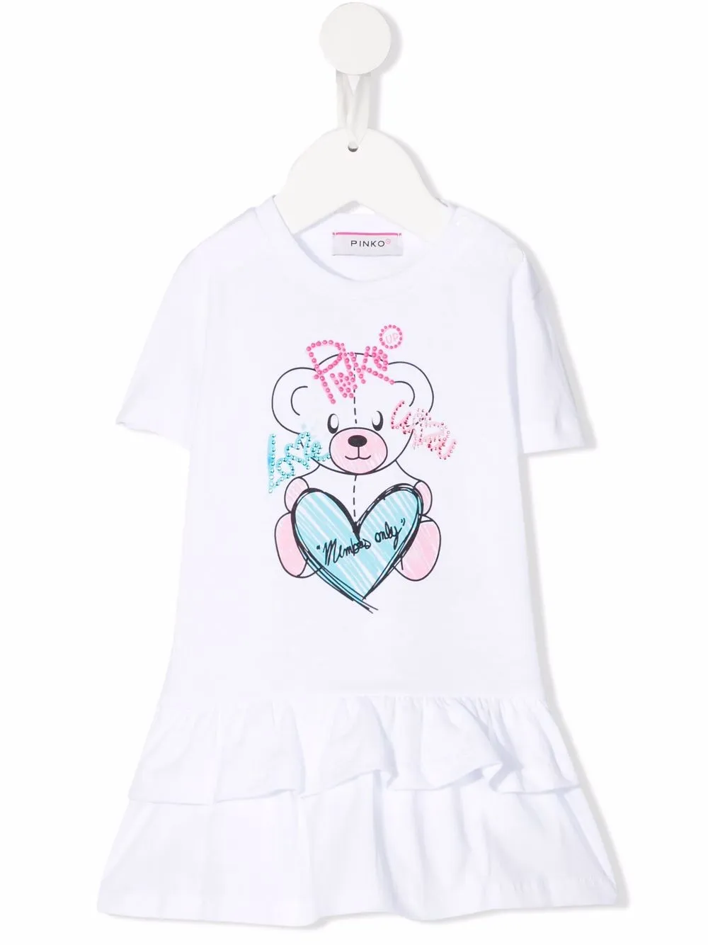 

Pinko Kids vestido estilo playera con motivo de osito - Blanco