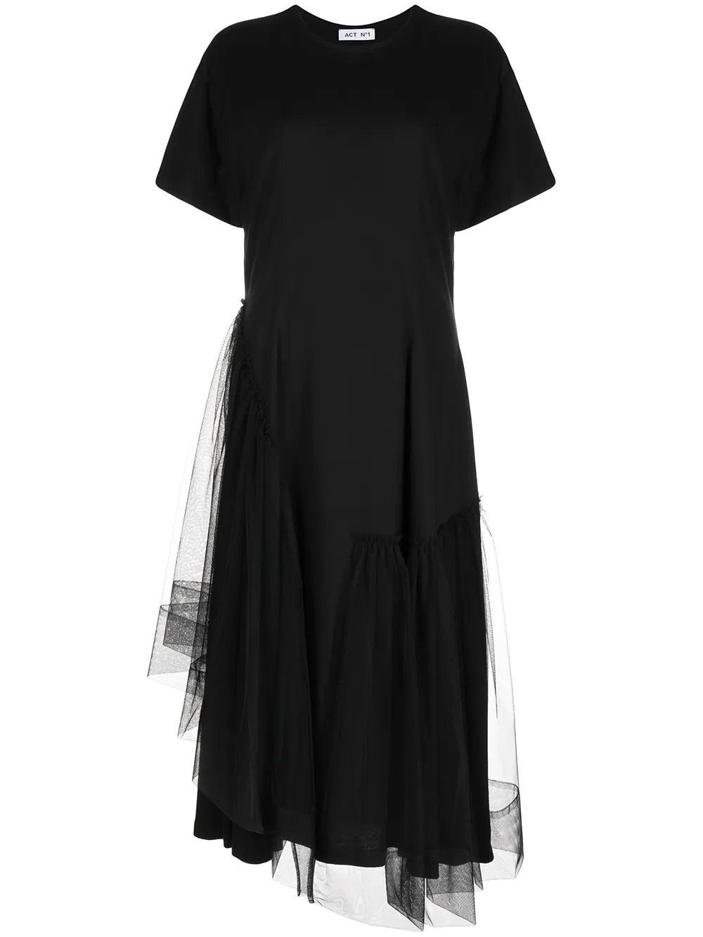 ACT Nº1 T-shirtjurk met tulen vlak Zwart