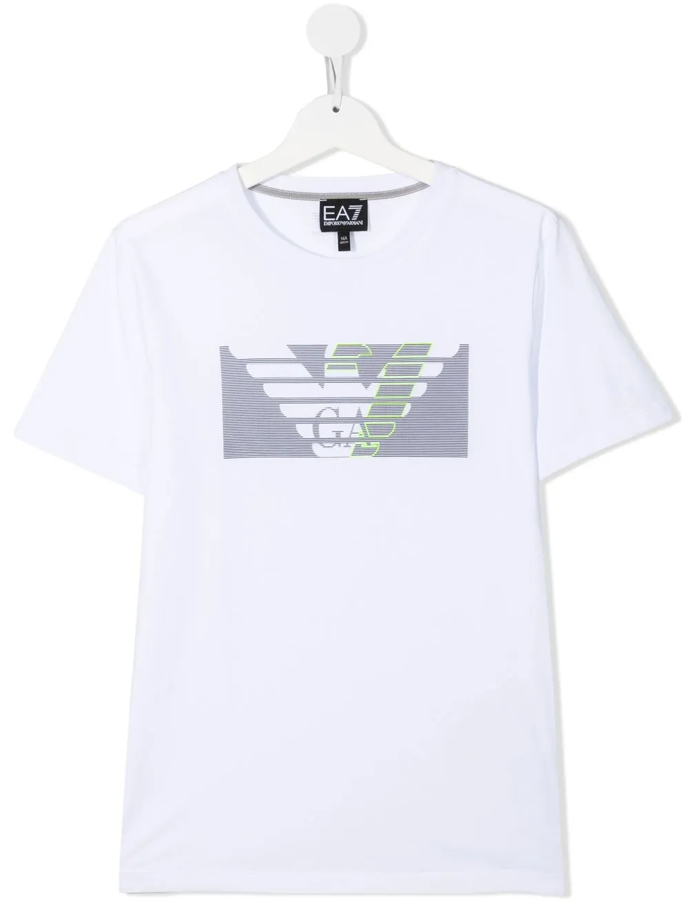 Ea7 Teen Eagle-print Short-sleeve T-shirt In White