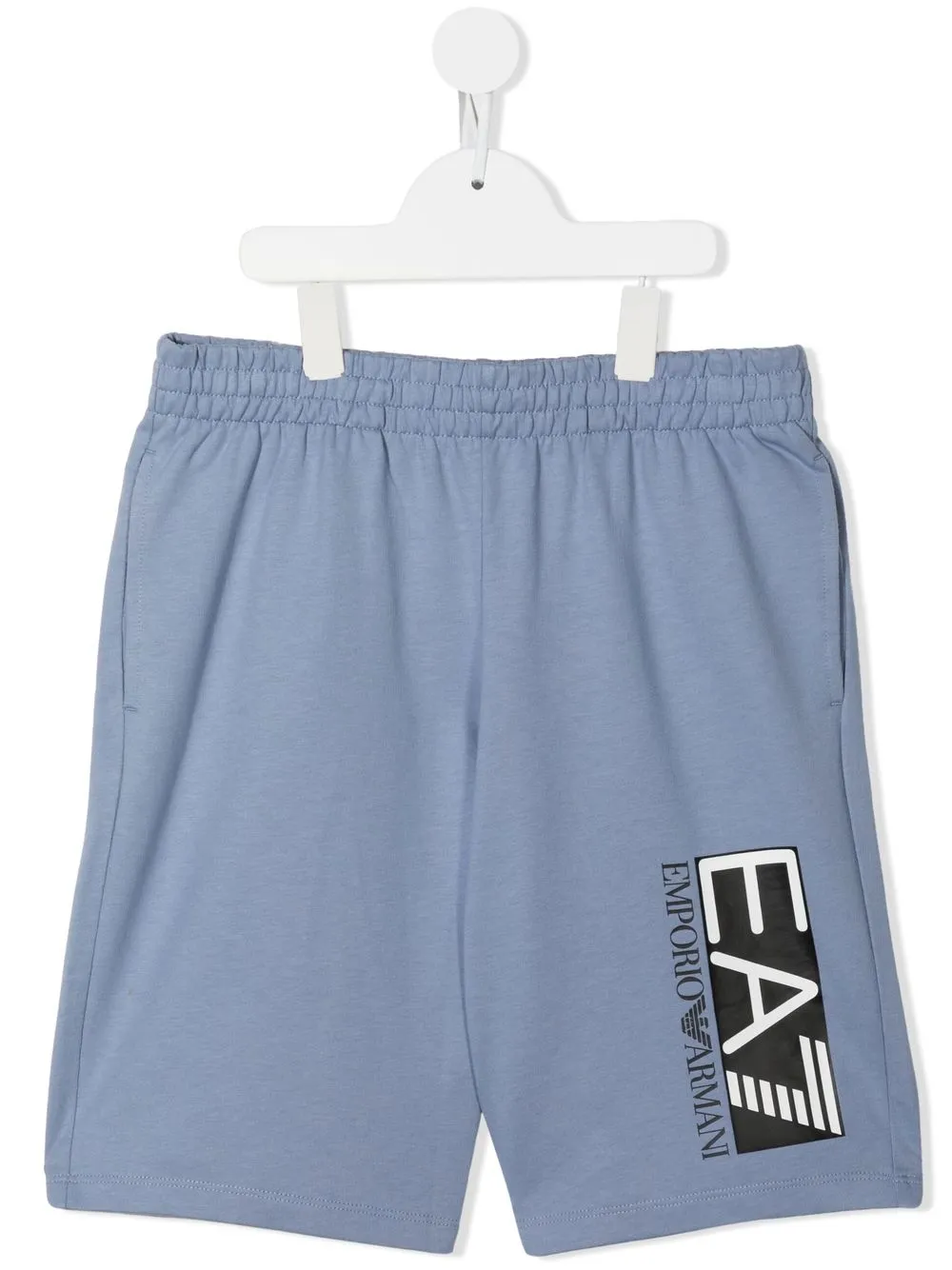 Ea7 Kids' Logo-print Track Shorts In Blue