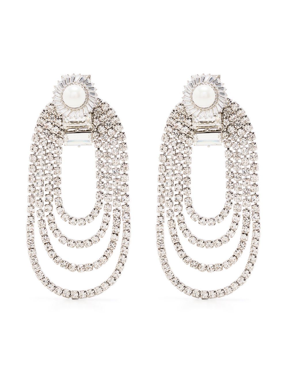 фото Venna pearl crystal fringe earrings