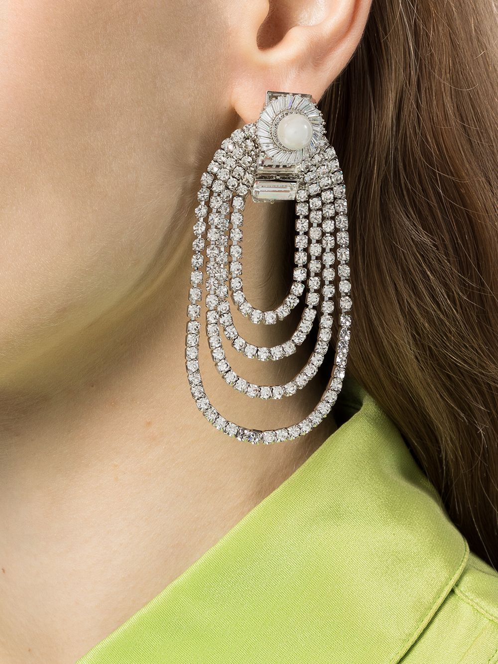 фото Venna pearl crystal fringe earrings