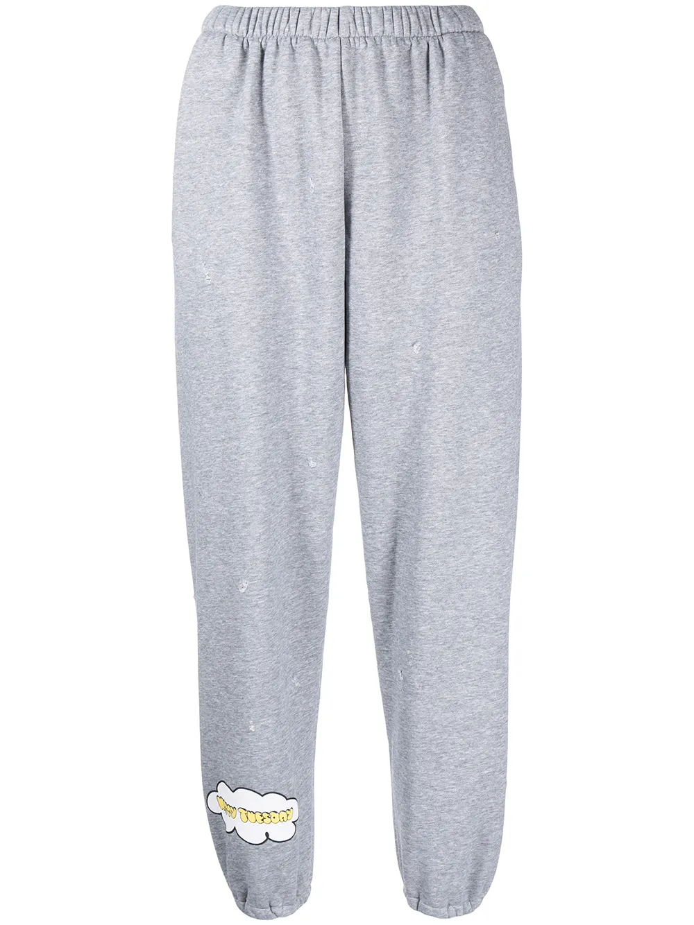 

Natasha Zinko distressed slogan-print track pants - Grey