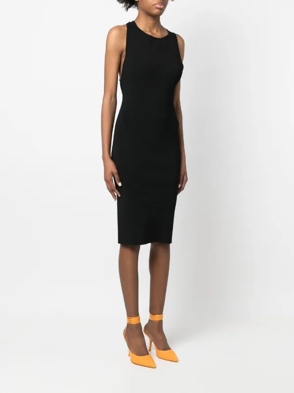cross strap midi dress Black Woven Cross Strap Midi Dress Black / L