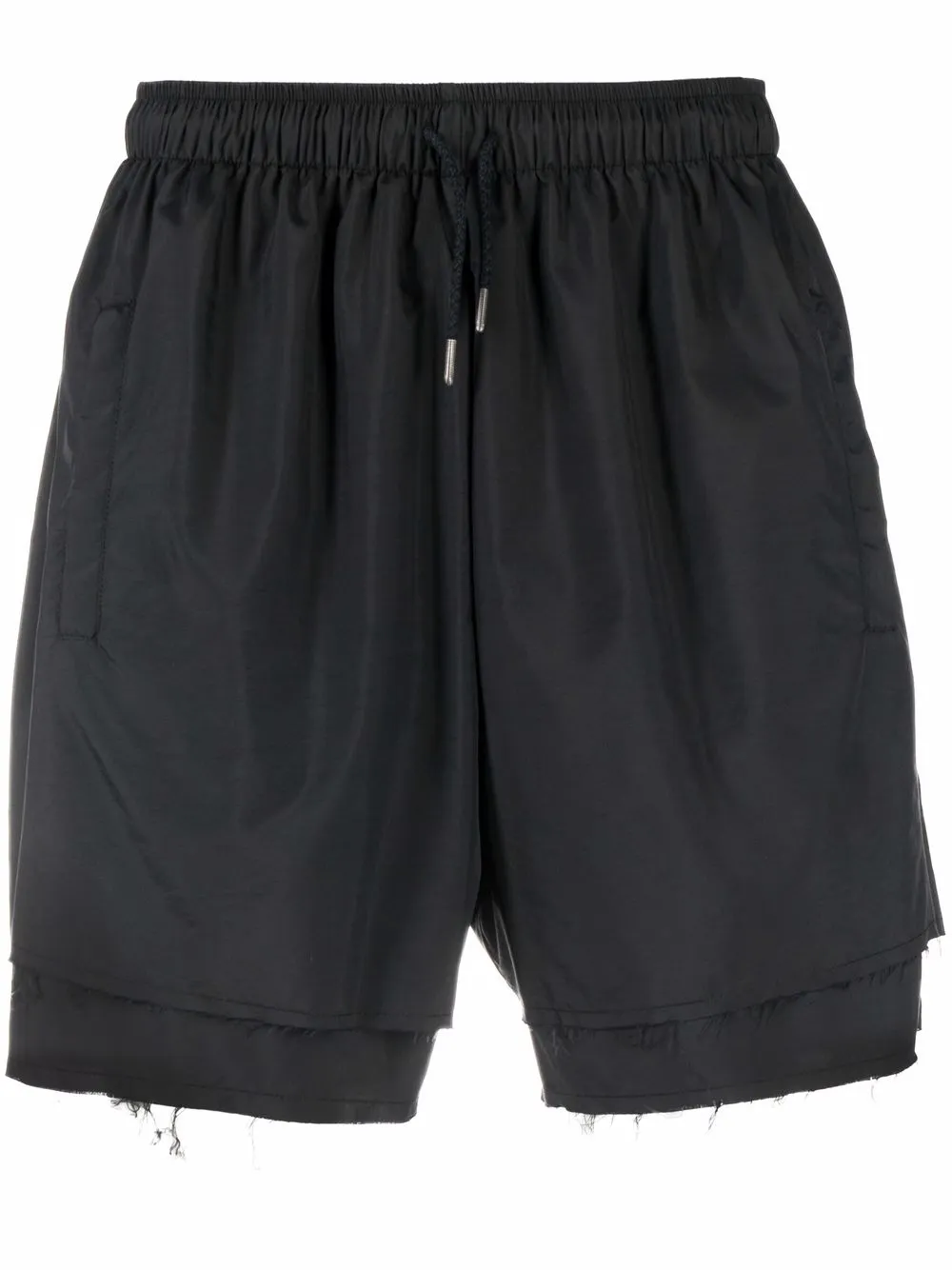 

424 layered-effect frayed track shorts - Black