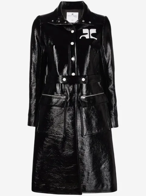 Courrèges logo-print lacquered-effect trench coat