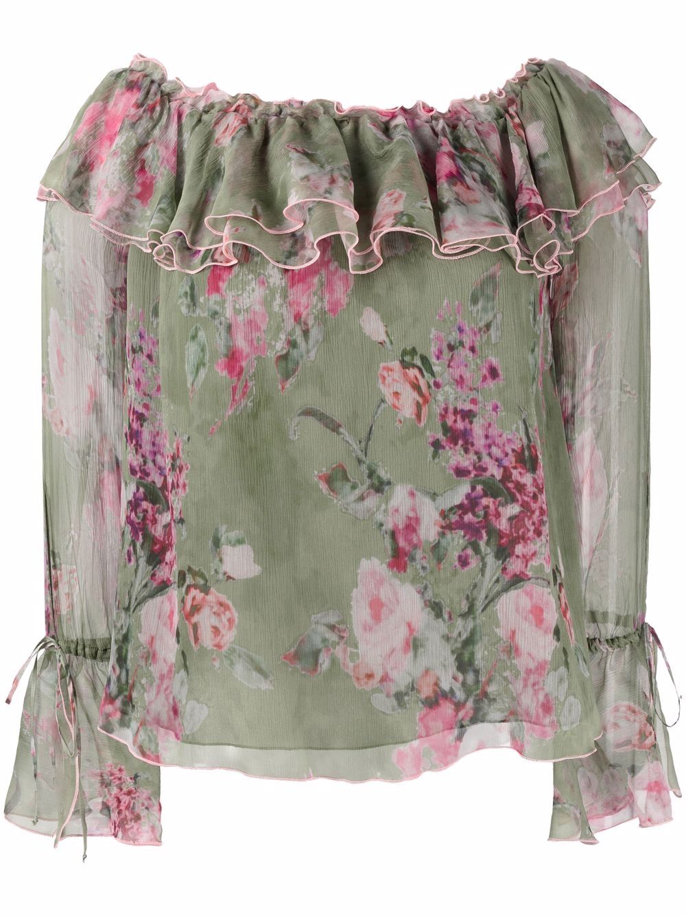 фото Blumarine floral-print off-shoulder blouse