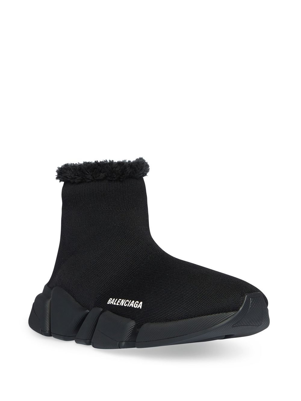Shop Balenciaga Speed 2.0 Faux-fur Sneakers In Black