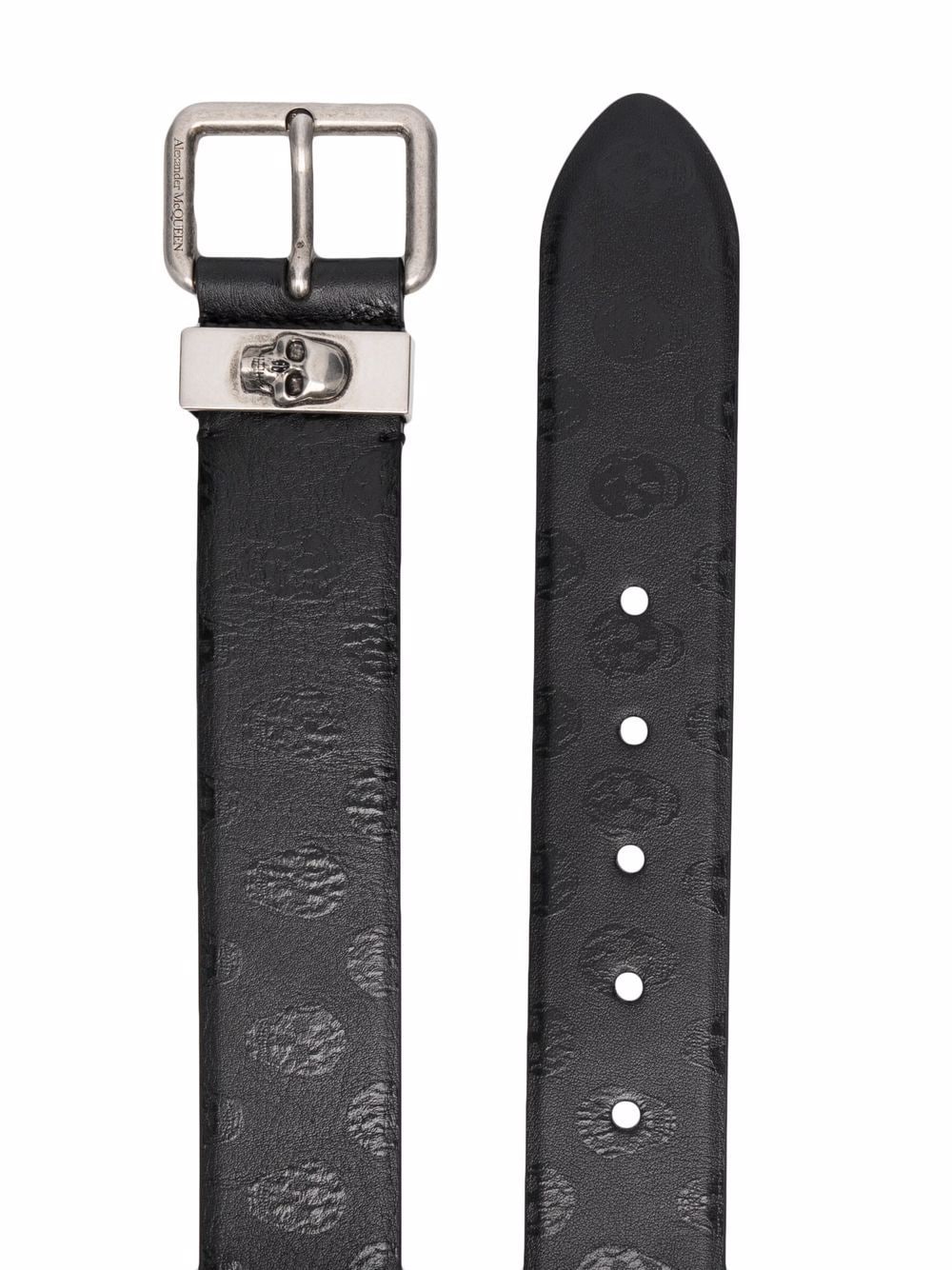 skull-print leather belt