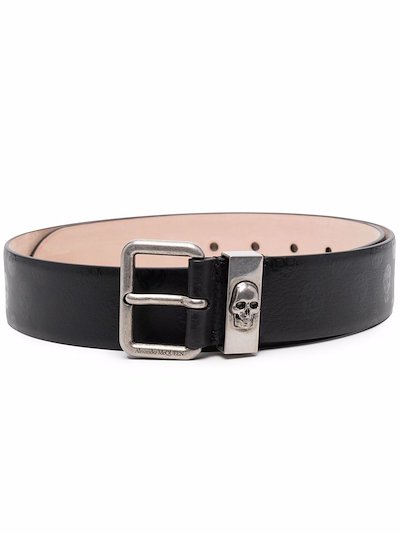 Alexander McQueen - skull-print leather belt