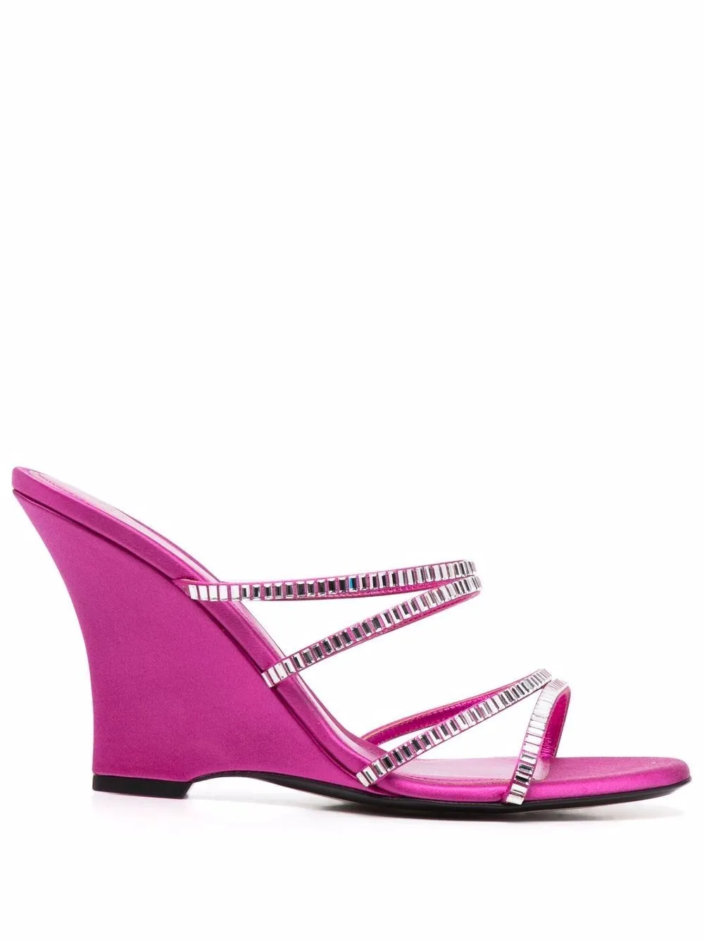 Shop Alevì Crystal-embellished Open Toe Mules In Pink