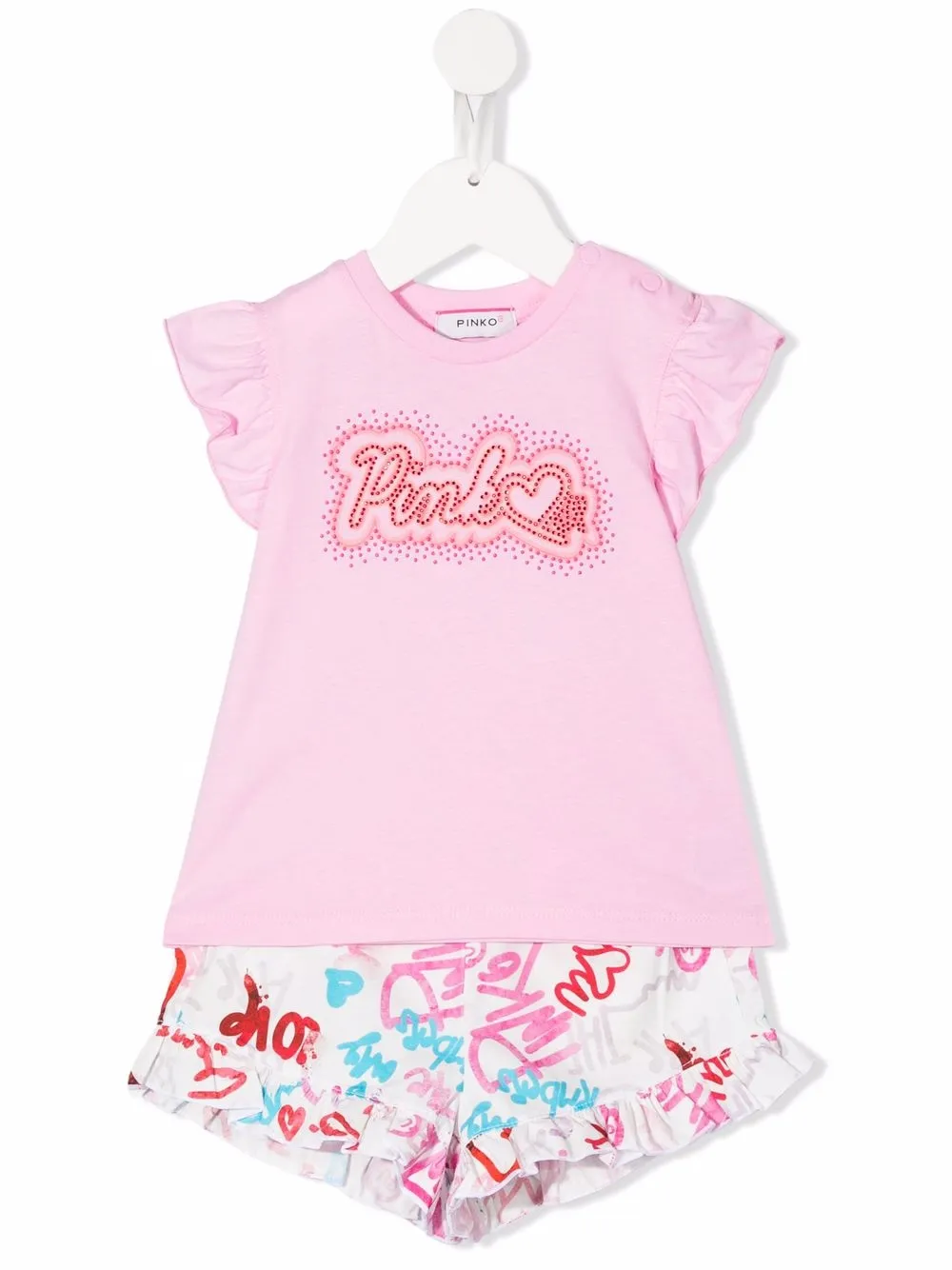 

Pinko Kids pantalones cortos con motivo de grafiti - Rosado