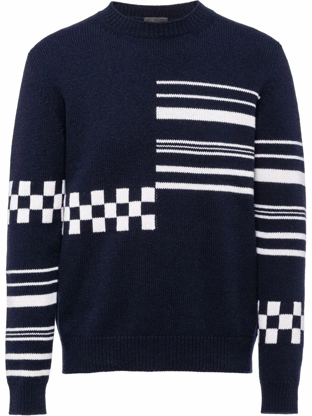 Prada Gestrickter Intarsien-Pullover | Blau | Image 1